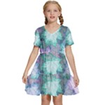 Leaves Glitter Background Winter Kids  Short Sleeve Tiered Mini Dress
