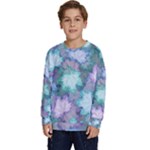 Leaves Glitter Background Winter Kids  Crewneck Sweatshirt