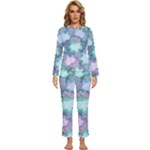 Leaves Glitter Background Winter Womens  Long Sleeve Lightweight Pajamas Set