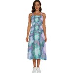 Leaves Glitter Background Winter Sleeveless Shoulder Straps Boho Dress