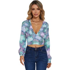 Long Sleeve Deep-V Velour Top 