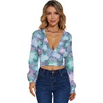 Leaves Glitter Background Winter Long Sleeve Deep-V Velour Top