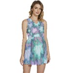 Leaves Glitter Background Winter Sleeveless High Waist Mini Dress