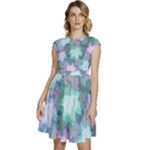 Leaves Glitter Background Winter Cap Sleeve High Waist Dress