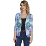 Leaves Glitter Background Winter Women s One-Button 3/4 Sleeve Short Jacket