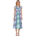 Leaves Glitter Background Winter V-Neck Drawstring Shoulder Sleeveless Maxi Dress