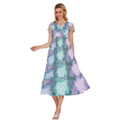 V-Neck Drawstring Shoulder Sleeveless Maxi Dress 
