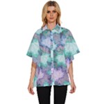 Leaves Glitter Background Winter Women s Batwing Button Up Shirt