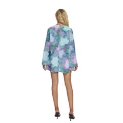 Round Neck Long Sleeve Bohemian Style Chiffon Mini Dress 