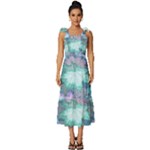 Leaves Glitter Background Winter Tie-Strap Tiered Midi Chiffon Dress