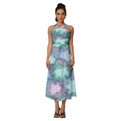 Sleeveless Cross Front Cocktail Midi Chiffon Dress 