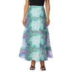 Leaves Glitter Background Winter Tiered Ruffle Maxi Skirt