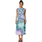 Leaves Glitter Background Winter Sleeveless Round Neck Midi Dress