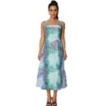Leaves Glitter Background Winter Square Neckline Tiered Midi Dress