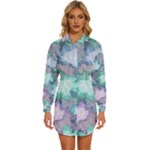 Leaves Glitter Background Winter Womens Long Sleeve Shirt Dress