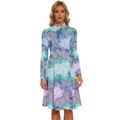 Long Sleeve Shirt Collar A-Line Dress 