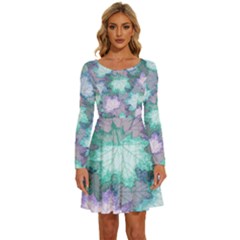 Long Sleeve Wide Neck Velvet Dress 