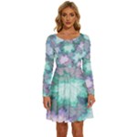 Leaves Glitter Background Winter Long Sleeve Wide Neck Velvet Dress