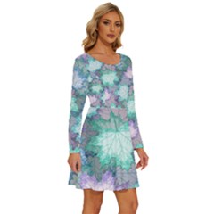 Long Sleeve Wide Neck Velvet Dress 