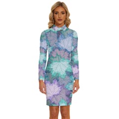 Long Sleeve Shirt Collar Bodycon Dress 