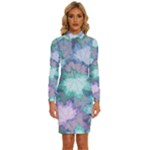Leaves Glitter Background Winter Long Sleeve Shirt Collar Bodycon Dress
