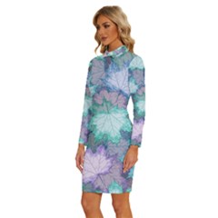 Long Sleeve Shirt Collar Bodycon Dress 