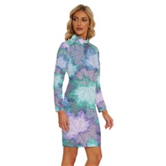 Long Sleeve Shirt Collar Bodycon Dress 