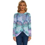 Leaves Glitter Background Winter Long Sleeve Crew Neck Pullover Top