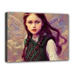 Beautiful Angel Girl In Green And Red  Knit Vest Canvas 16  x 12  (Stretched)
