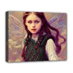 Beautiful Angel Girl In Green And Red  Knit Vest Deluxe Canvas 20  x 16  (Stretched)