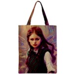 Beautiful Angel Girl In Green And Red  Knit Vest Zipper Classic Tote Bag