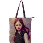 Beautiful Angel Girl In Green And Red  Knit Vest Double Zip Up Tote Bag