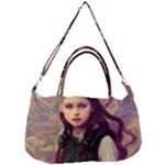 Beautiful Angel Girl In Green And Red  Knit Vest Removable Strap Handbag