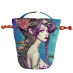 Beautiful Fantasy Fairy With Purple  Hair Drawstring Bucket Bag