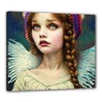 Pretty Fairy Angel In Knit Outfit And Beanie Canvas 24  x 20  (Stretched)