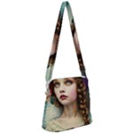 Pretty Fairy Angel In Knit Outfit And Beanie Zipper Messenger Bag