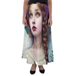 Pretty Fairy Angel In Knit Outfit And Beanie Flared Maxi Skirt