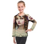 Pretty Fairy Angel In Knit Outfit And Beanie Kids  Long Mesh T-Shirt