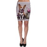 Cute Corgi Dog With Flowers Bodycon Skirt