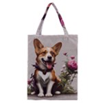 Cute Corgi Dog With Flowers Classic Tote Bag