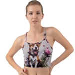 Cute Corgi Dog With Flowers Mini Tank Bikini Top