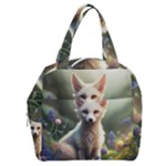 Gorgeous White Fennec Fox Among Flowers 4 Boxy Hand Bag