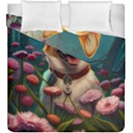 Cute Corgi Dog With Flowers 2 Duvet Cover Double Side (King Size)