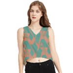 Mid Century Geometric Shapes Pattern 7 V-Neck Cropped Tank Top