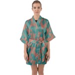 Mid Century Geometric Shapes Pattern 7 Half Sleeve Satin Kimono 