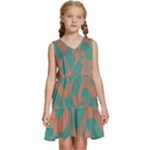 Mid Century Geometric Shapes Pattern 7 Kids  Sleeveless Tiered Mini Dress