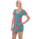 Mid Century Geometric Shapes Pattern 9 Short Sleeve Asymmetric Mini Dress