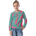 Mid Century Geometric Shapes Pattern 9 Kids  Long Sleeve T-Shirt with Frill 
