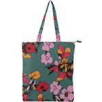Mid Century Retro Floral 1970s 1960s Pattern 30 Double Zip Up Tote Bag