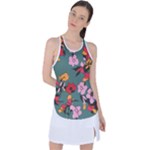 Mid Century Retro Floral 1970s 1960s Pattern 30 Racer Back Mesh Tank Top